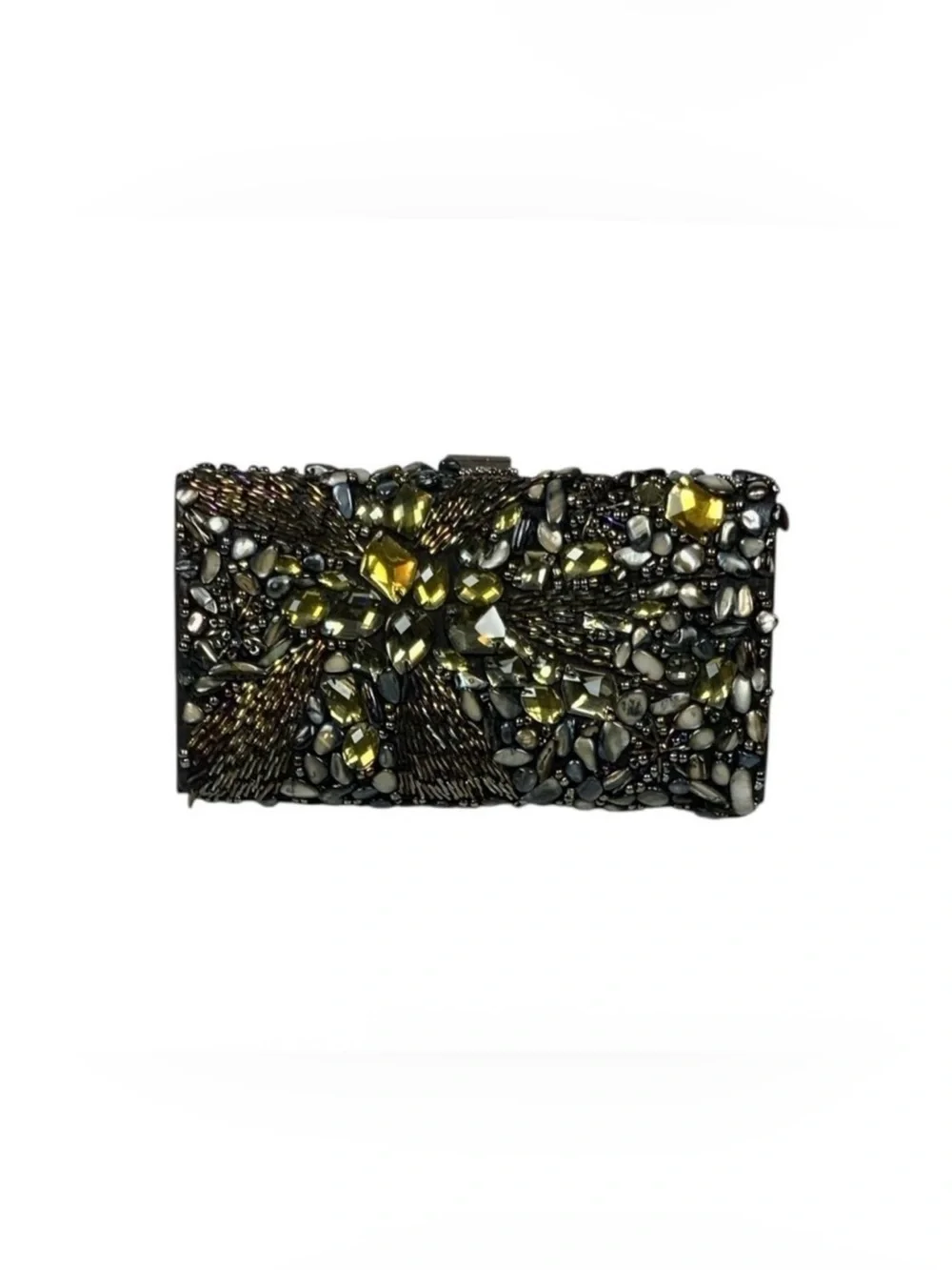 Embellished Hard-Case Evening Clutch